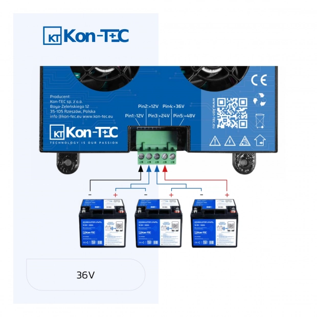 Kon-TEC KT-04 Čtyř kanálový balancer KT-04 pro sestavy baterií 24V 36V 48V LiFePO4