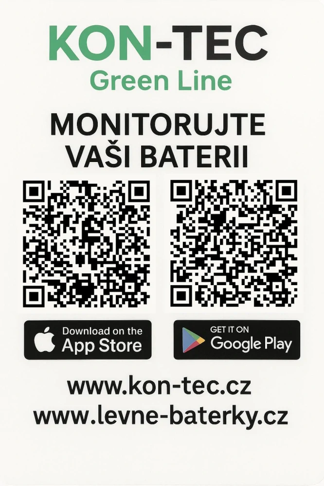 ❄️Baterie Kon-Tec KT-LFP12100-GL Green Line Lithium-železo-fosfátová LiFePO4 baterie 12V, 12,8V 100Ah, 1280Wh - Wireless BMS System + funkce ohřevu baterie | Aplikace v češtině